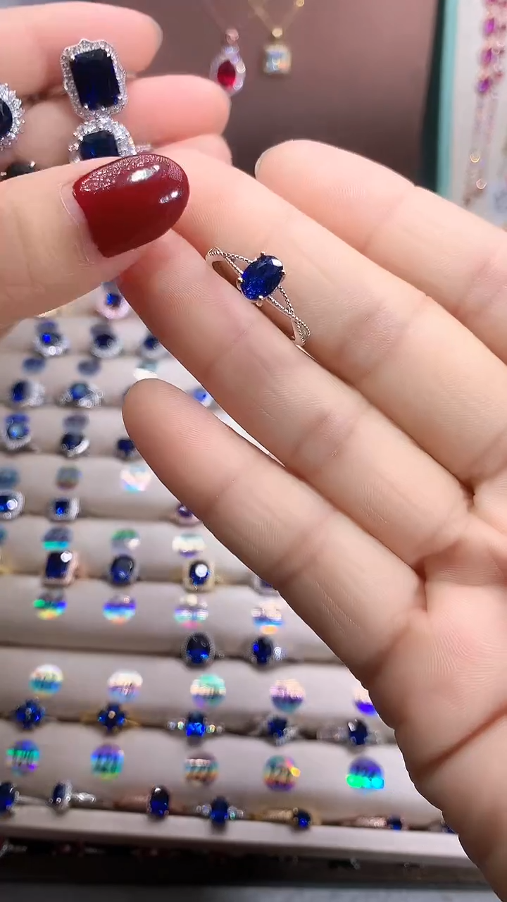 【闪购商品】蓝宝石戒指银S925镶嵌银色5.7