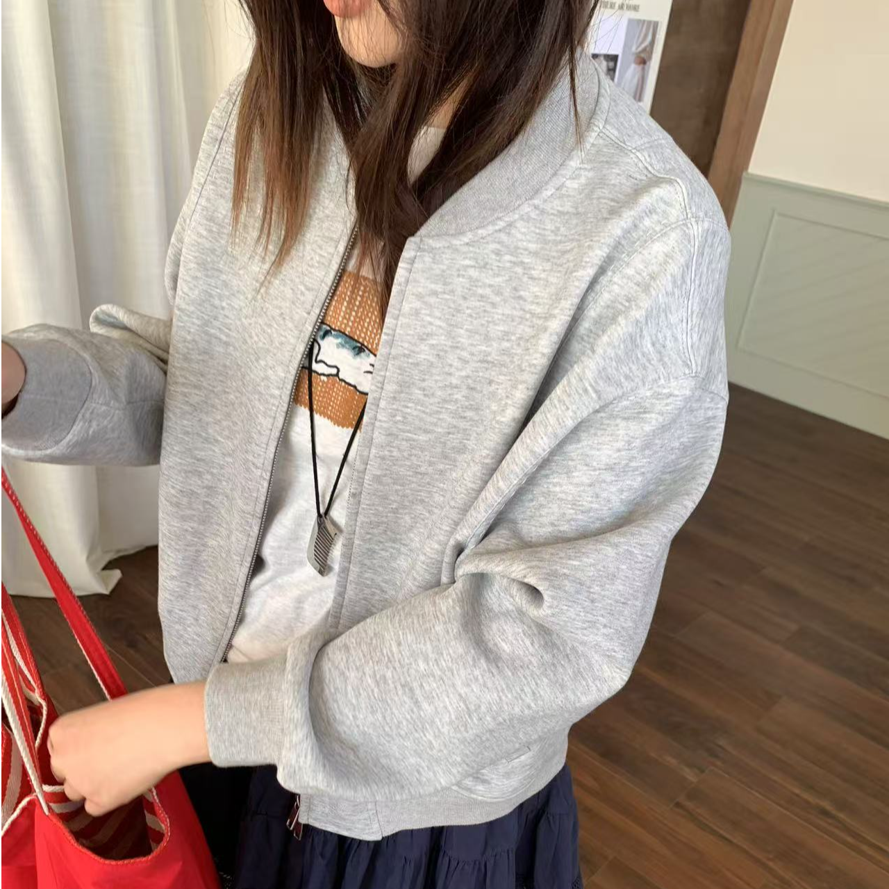 565809【春季新款】拉链卫衣宽松休闲夹克小个子百搭运动棒球服外套