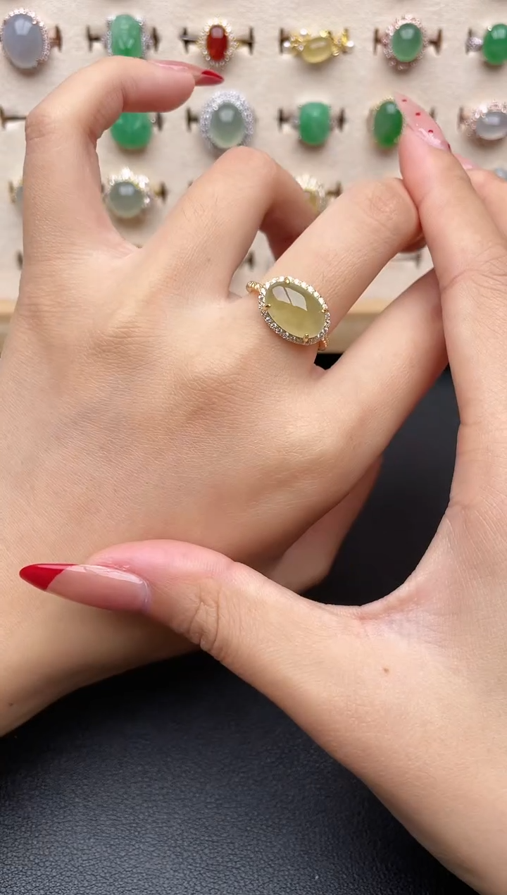 【闪购商品】翡翠戒指银S925镶嵌一物一证一礼盒