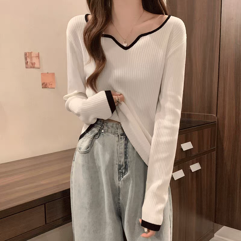 女毛针织衫大码女装荷叶边针织衫不褪色纯色长袖1617139