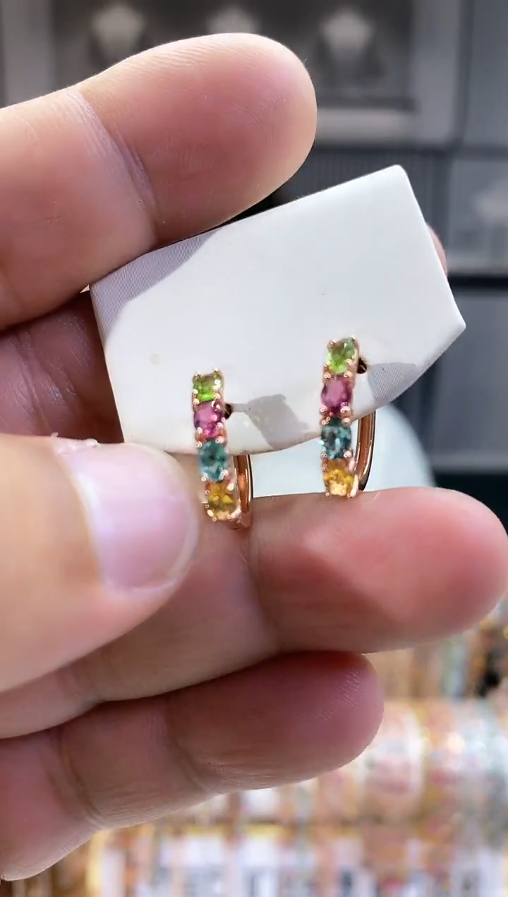 银S925镶嵌耳扣碧玺54354354354