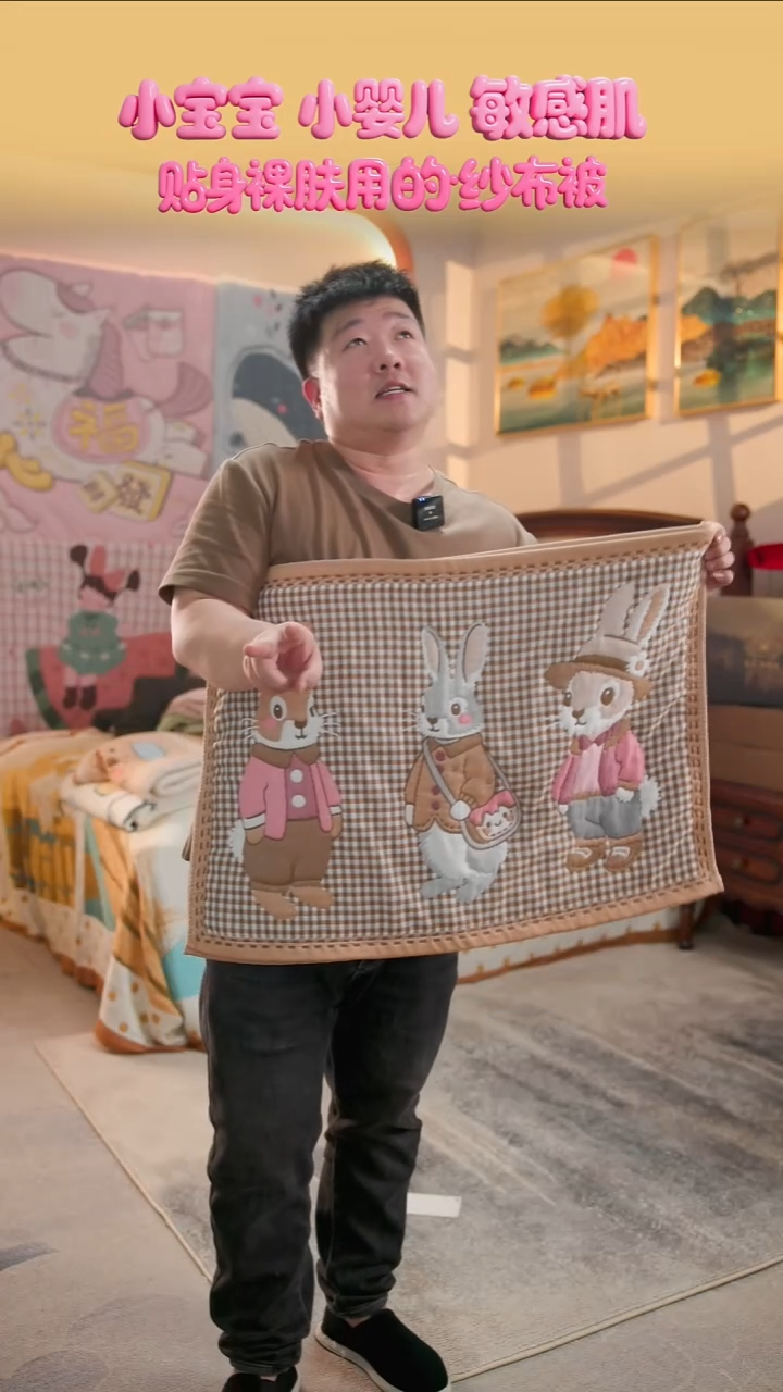 棉花森林兔枕巾-52x78