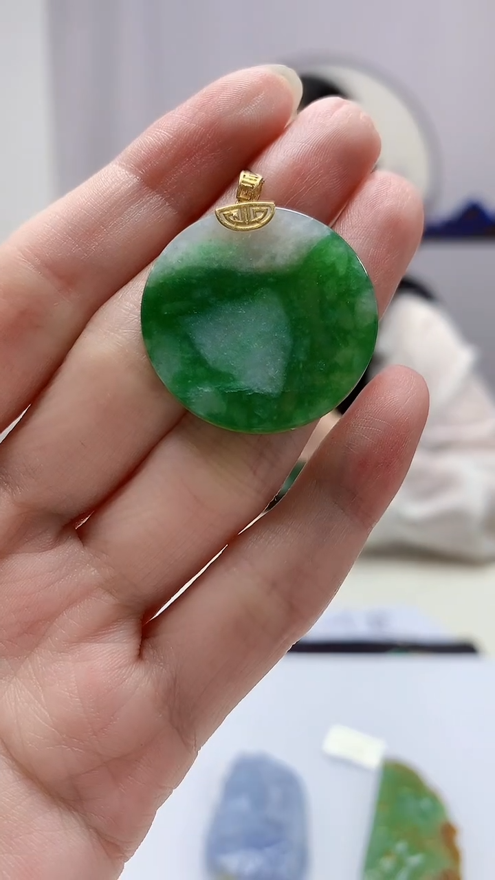 定制翡翠18K金镶嵌0405zm-毛货挂件78