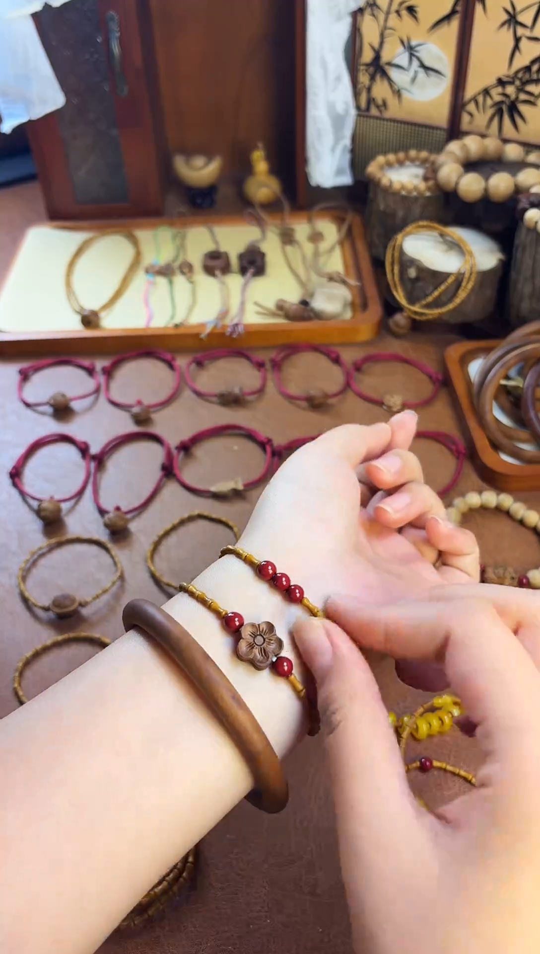 手串桃核单圈竹节三生万物