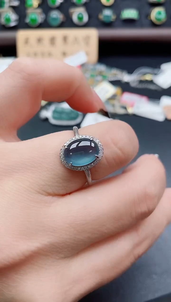 银S925镶嵌戒指翡翠1