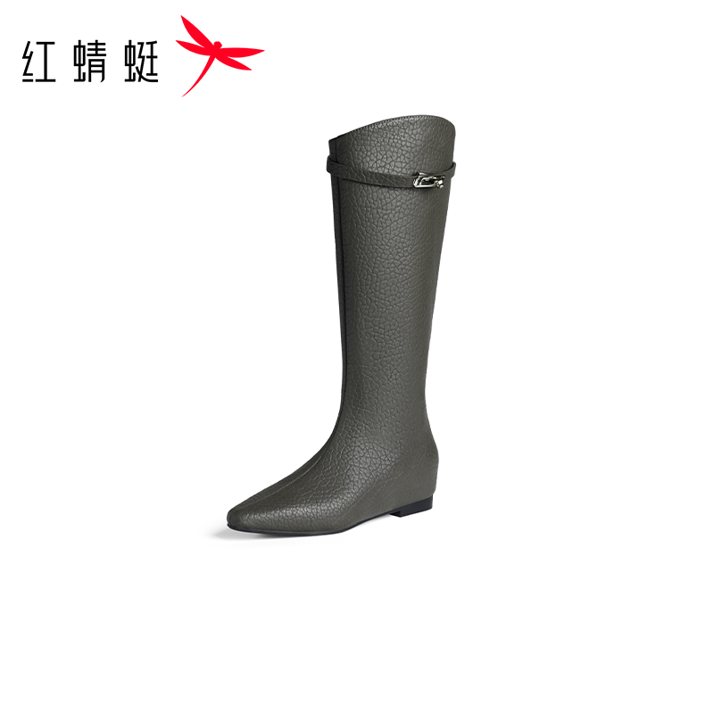 红蜻蜓明星同款2025秋冬新款时尚百搭网红骑士靴增高显瘦长筒靴女