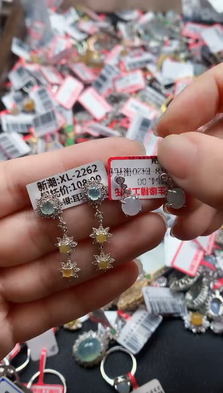 银S925镶嵌戒指翡翠天然A货缅甸翡翠