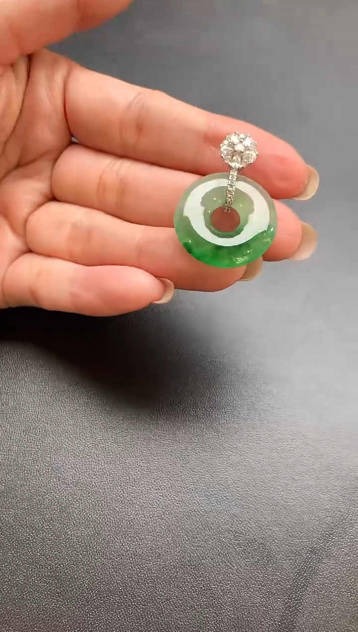 【闪购商品】翡翠吊坠(不含链)银S925镶嵌67甜甜圈|2800+0