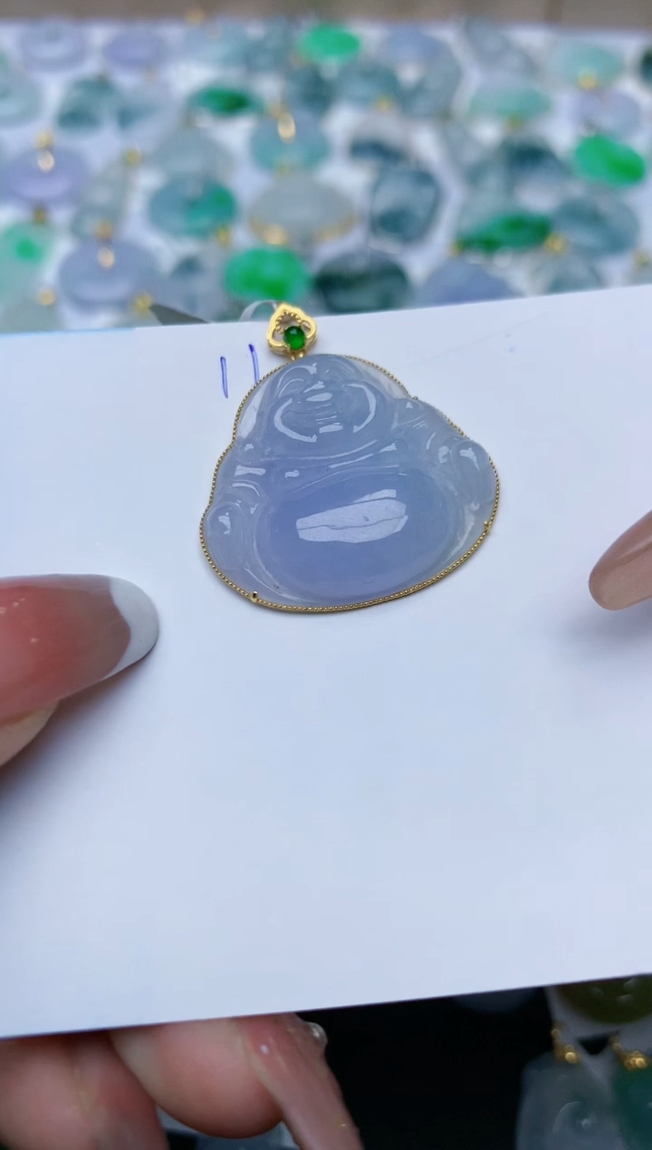 【闪购商品】翡翠颈饰18K金镶嵌天然翡翠A货    11