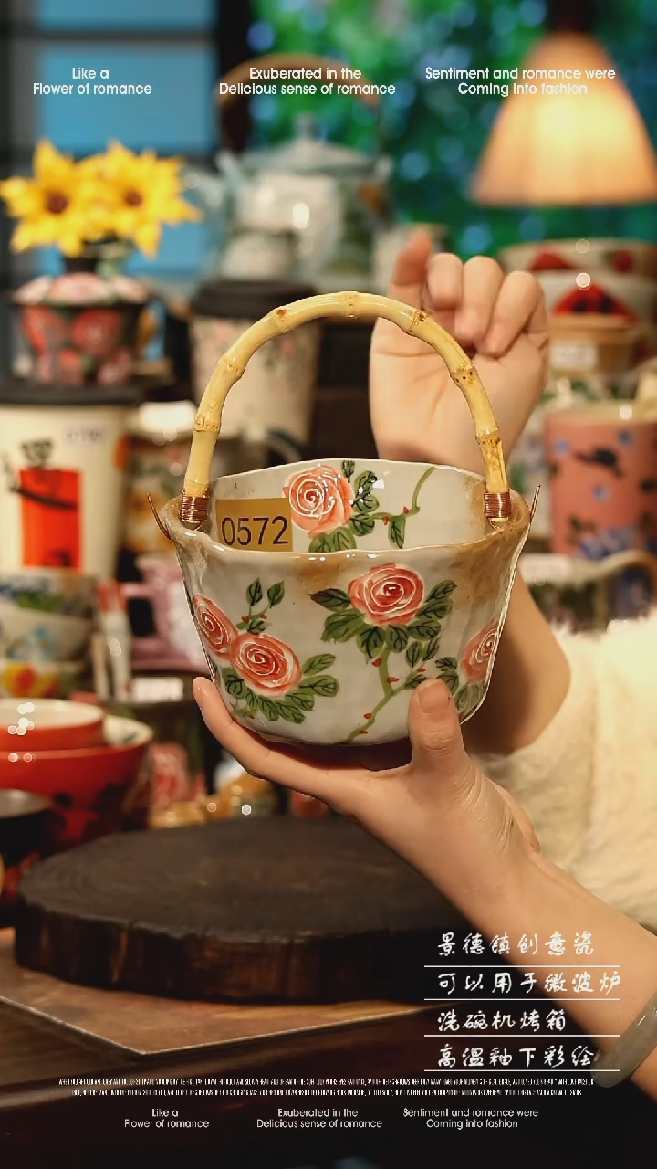 陶瓷景德镇高温釉下彩手工手绘款式@A0572@