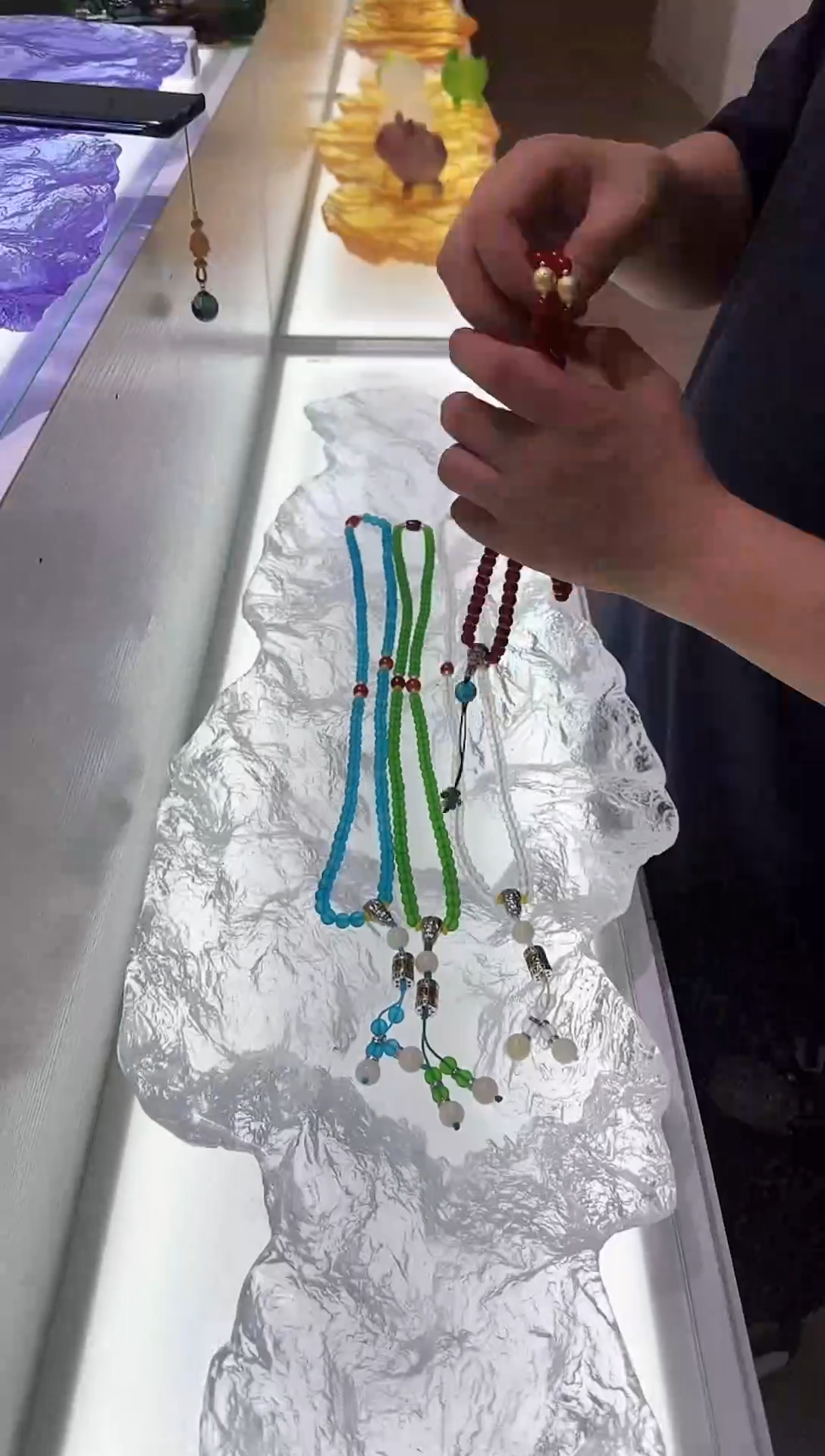 手工艺品琉璃108颗手串红色