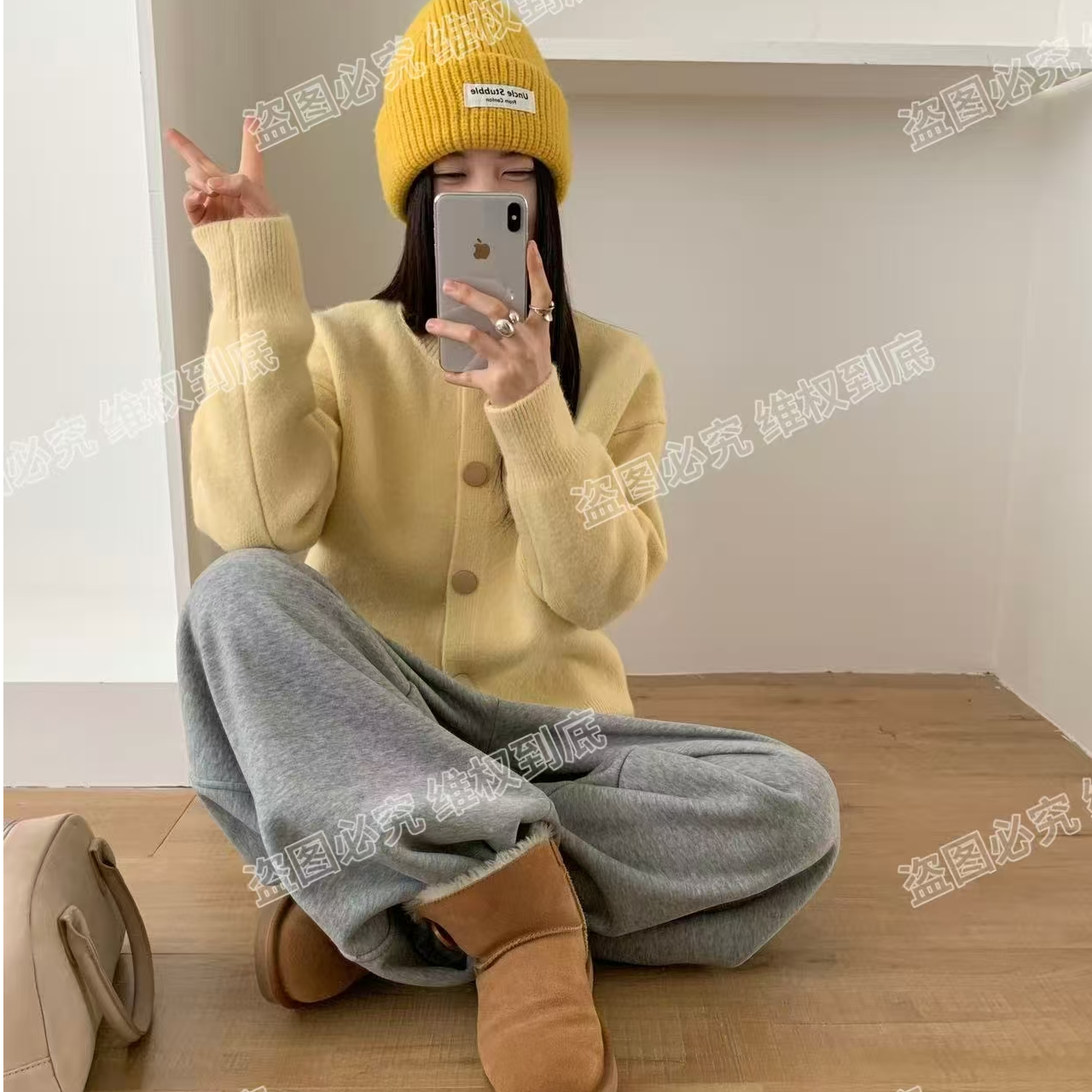 【原版正版高克重750克】大金扣韩系百搭高密度软糯针织开衫