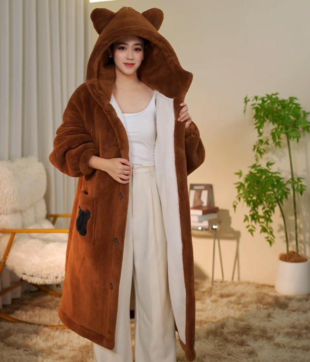 小火炉2025年新款冬季爆款睡衣秋冬双层加厚版睡袍保暖连帽家居服