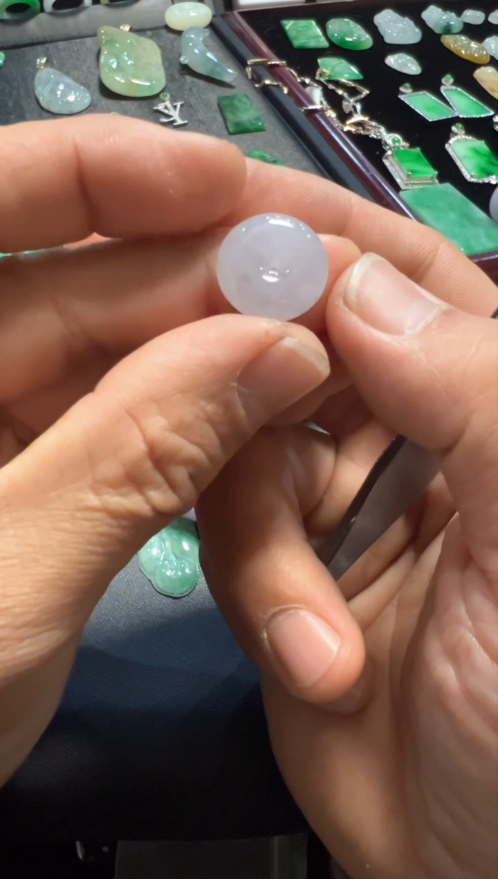 【闪购商品】翡翠挂件未镶嵌糯冰紫底平安扣