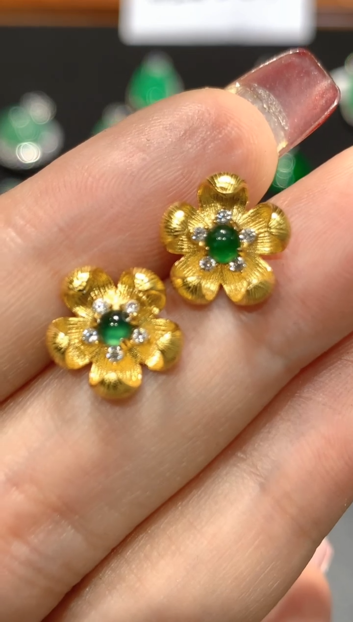 【闪购商品】翡翠耳饰银S925镶嵌团购