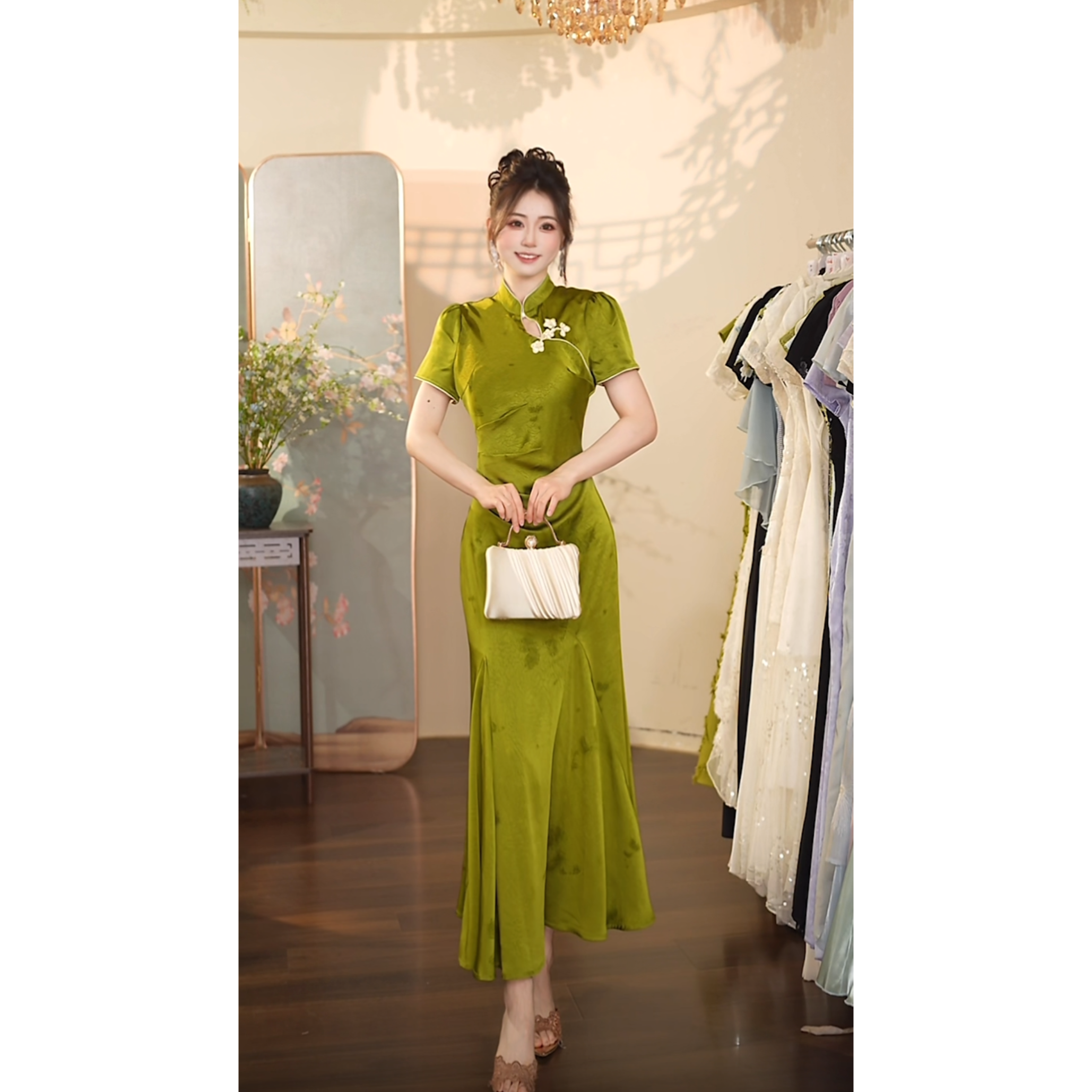 瑞瑞定制-1483（春末绿）连衣裙G453