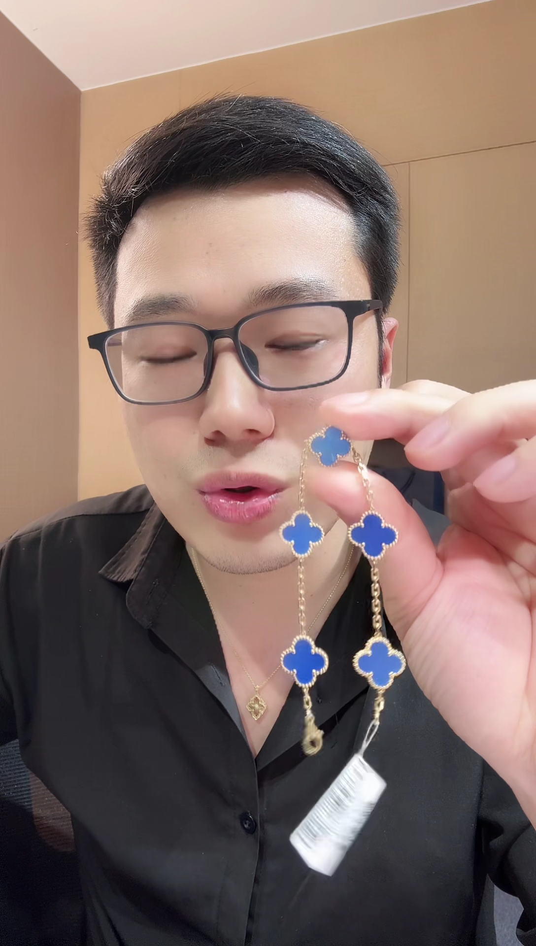 【闪购商品】玛瑙/玉髓手链18K金镶嵌  蓝色k黄，五花手链GHJ25版