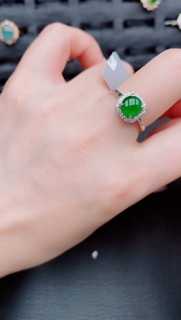 【闪购商品】翡翠戒指银S925镶嵌天然a货翡翠277