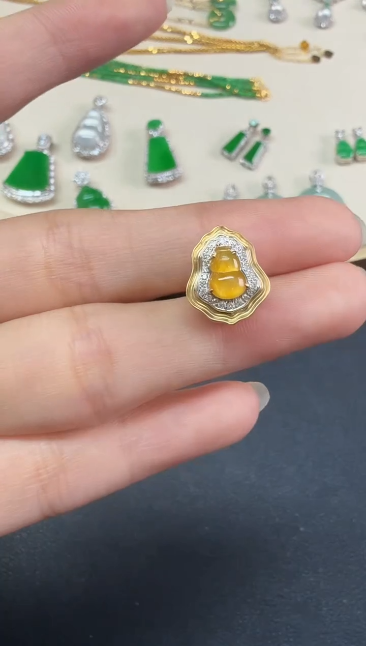 吊坠(不含链)18K金镶嵌翡翠吊坠(不含链)|3980