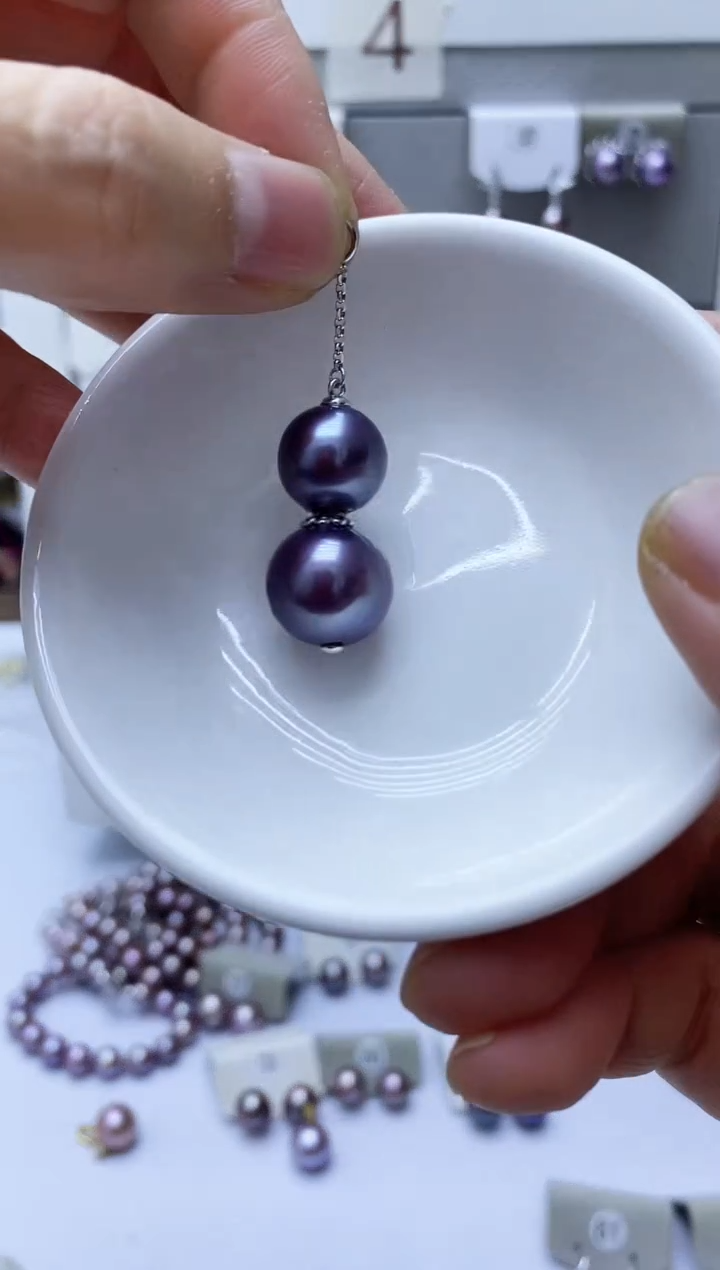 【闪购商品】淡水珍珠耳饰银S925镶嵌吊坠