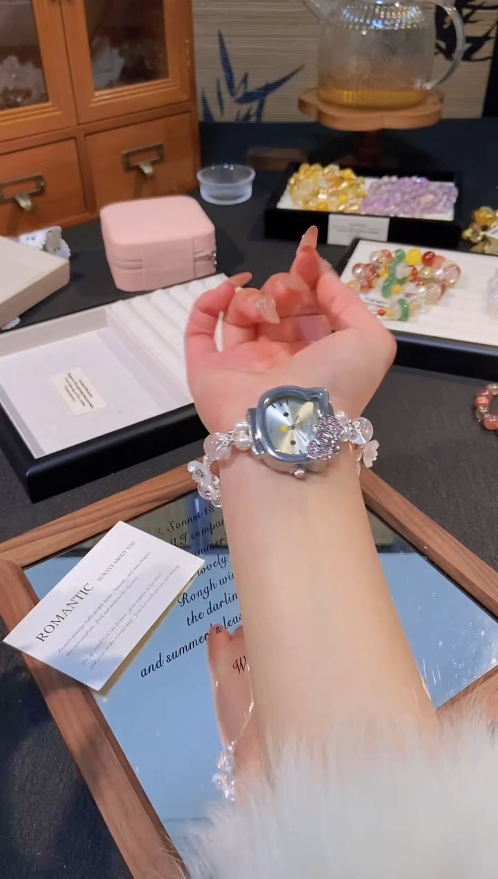 合金手链水晶猫表