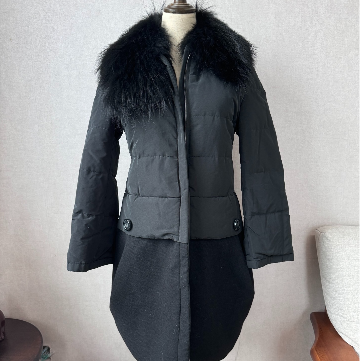 99新 蒙口 有奢友得严选丨黑色长款羽绒服1码00536