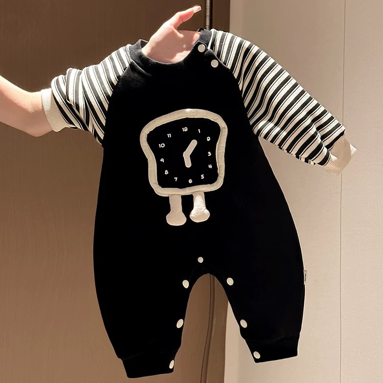 婴儿衣服秋冬装婴幼儿连体衣加绒宝宝哈衣爬服冬季超萌卫衣外出服