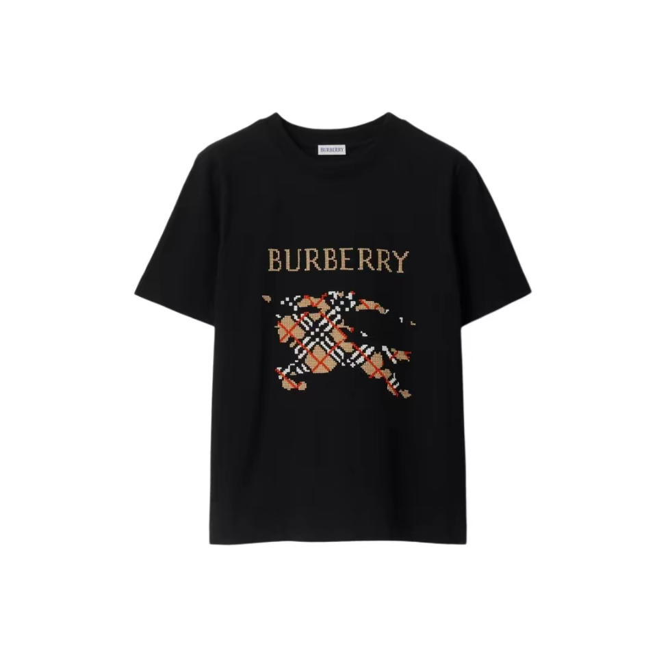 未使用 BURBERRY/博柏利  EKD十字绣格纹骑士战马短袖T恤