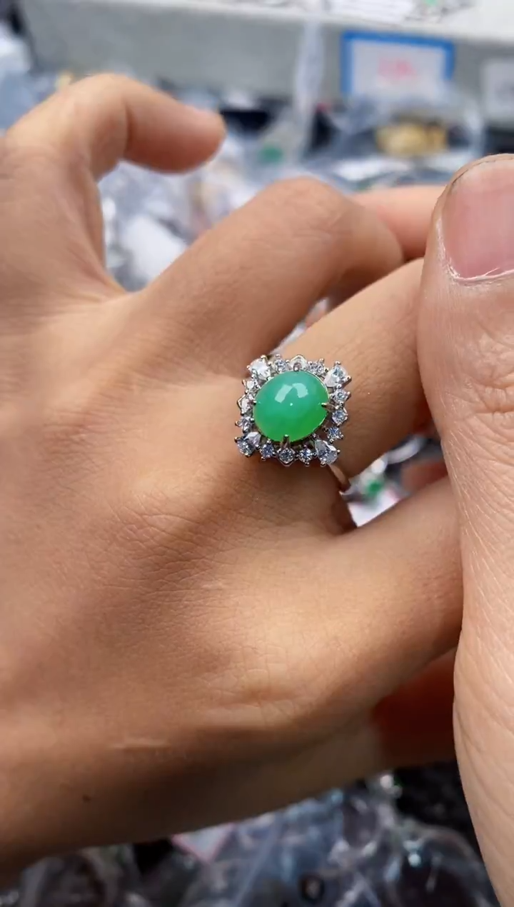 银S925镶嵌戒指翡翠777      1777      1