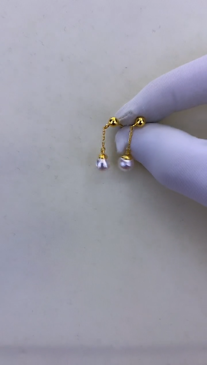 银S925镶嵌DA海水珍珠 GD296 耳线 6-7