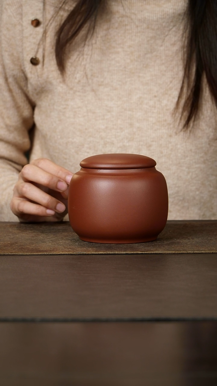 茶杯紫砂杯研所专属 生香小罐 清水泥紫砂茶叶罐 约150g