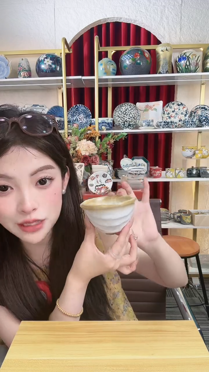 陶瓷【单支】日本进口陶瓷云图系列陶瓷小钵晕染咖边10.3cm