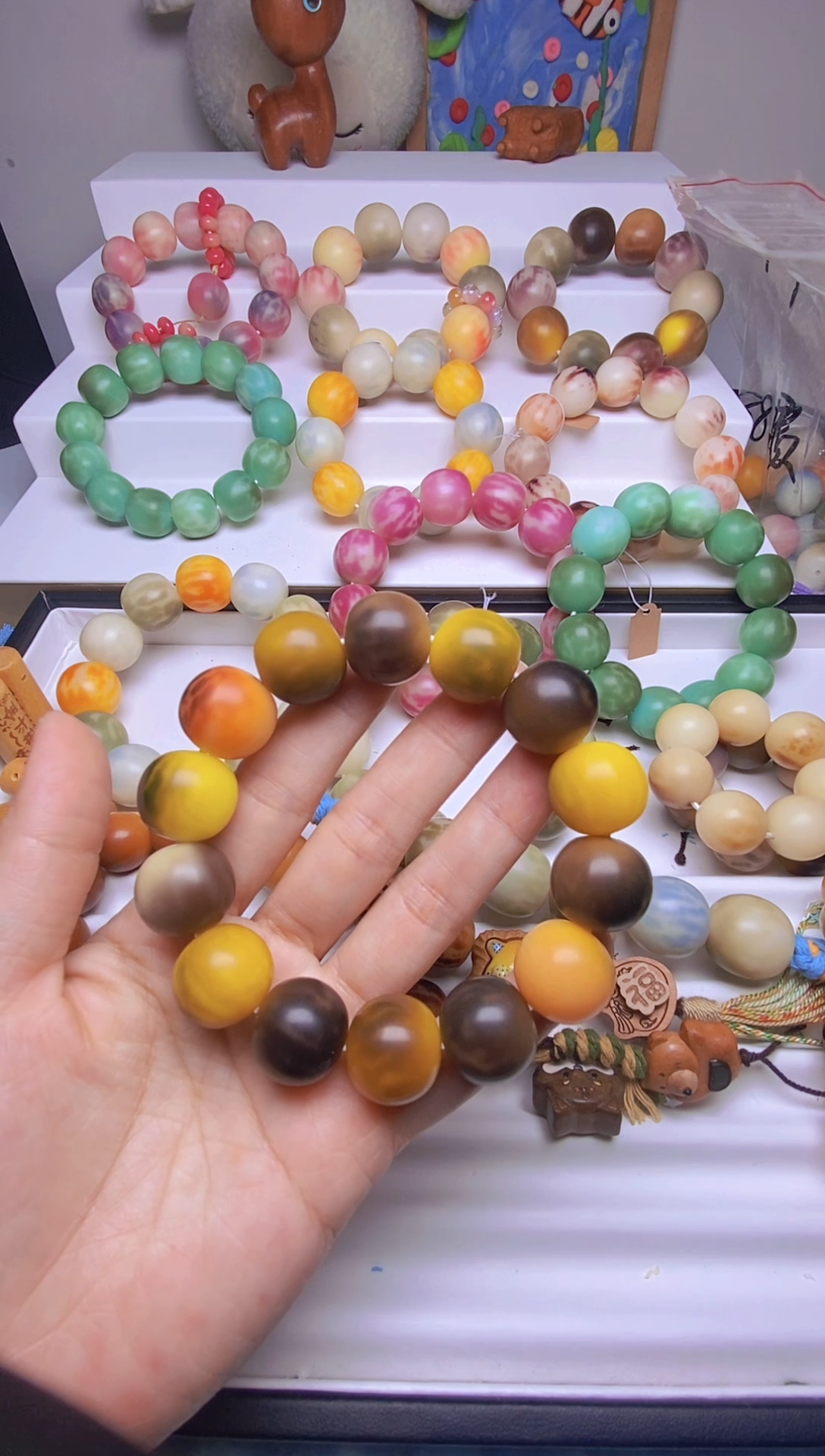 手串菩提根/象牙果手工干磨卡16.5苹果珠微瑕