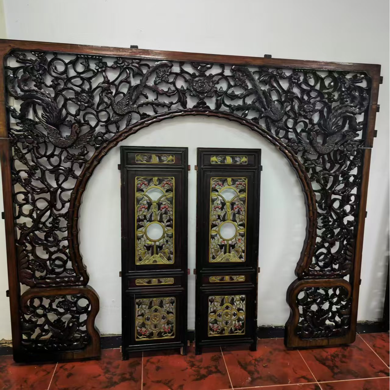 传统手工雕刻苏工精美花窗 老木雕 装饰背景墙  会所装修