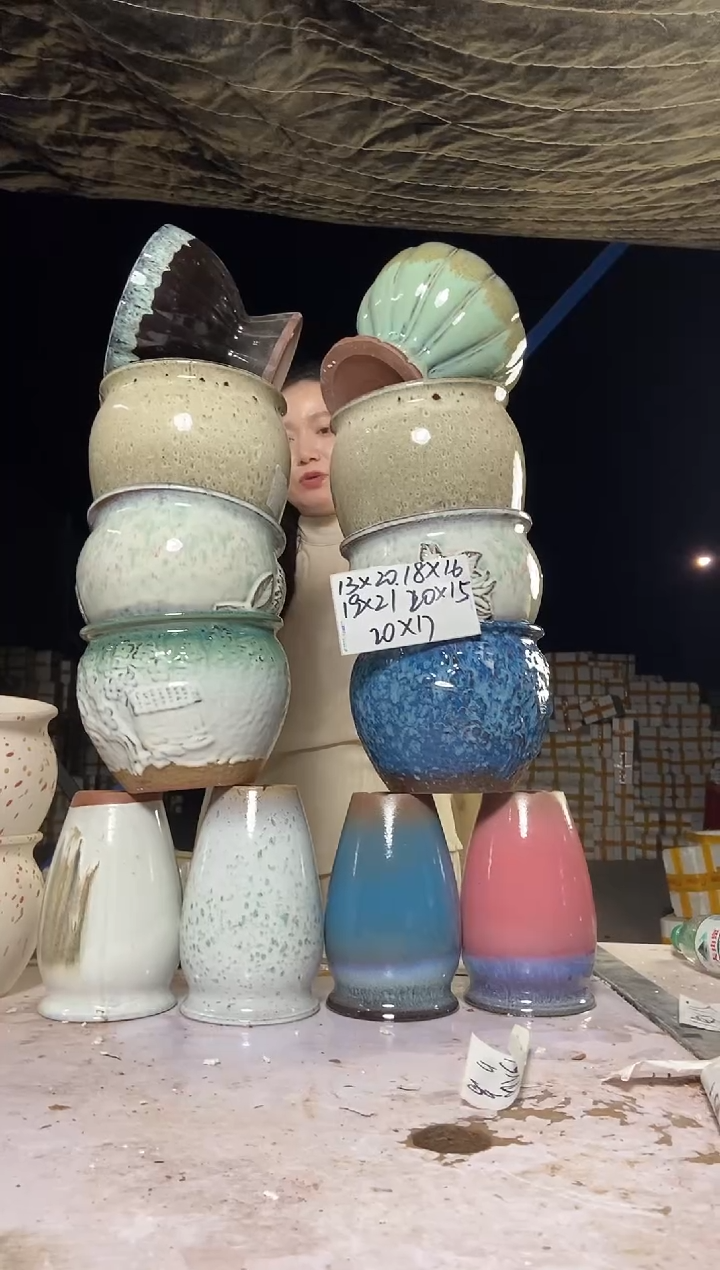 宜兴紫砂粗陶花盆