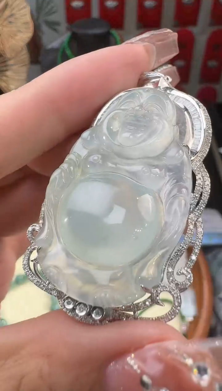 【闪购商品】翡翠颈饰18K金镶嵌挂件