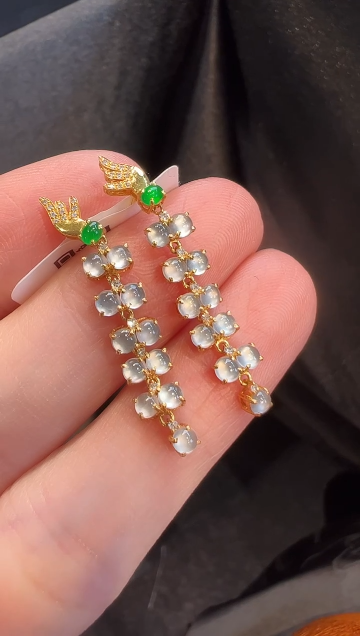 18K金镶嵌翡翠耳饰L6耳钉