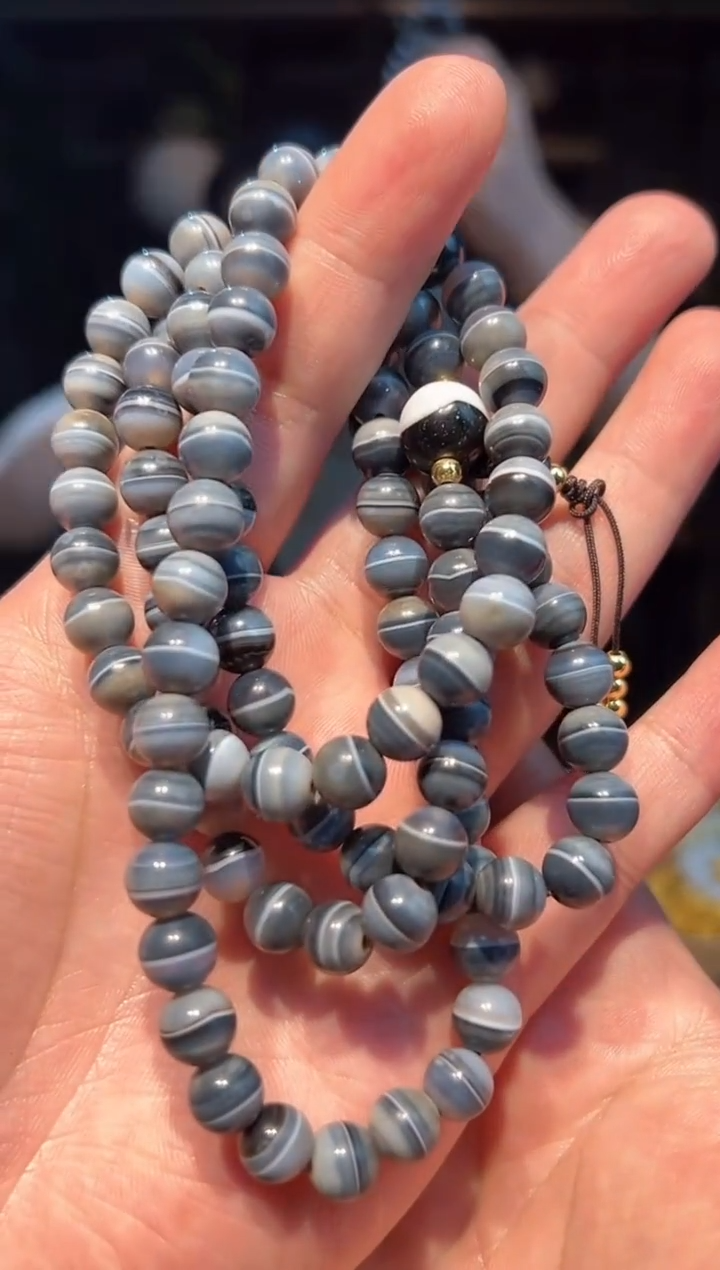 【闪购商品】玛瑙/玉髓手串未镶嵌灰皮108