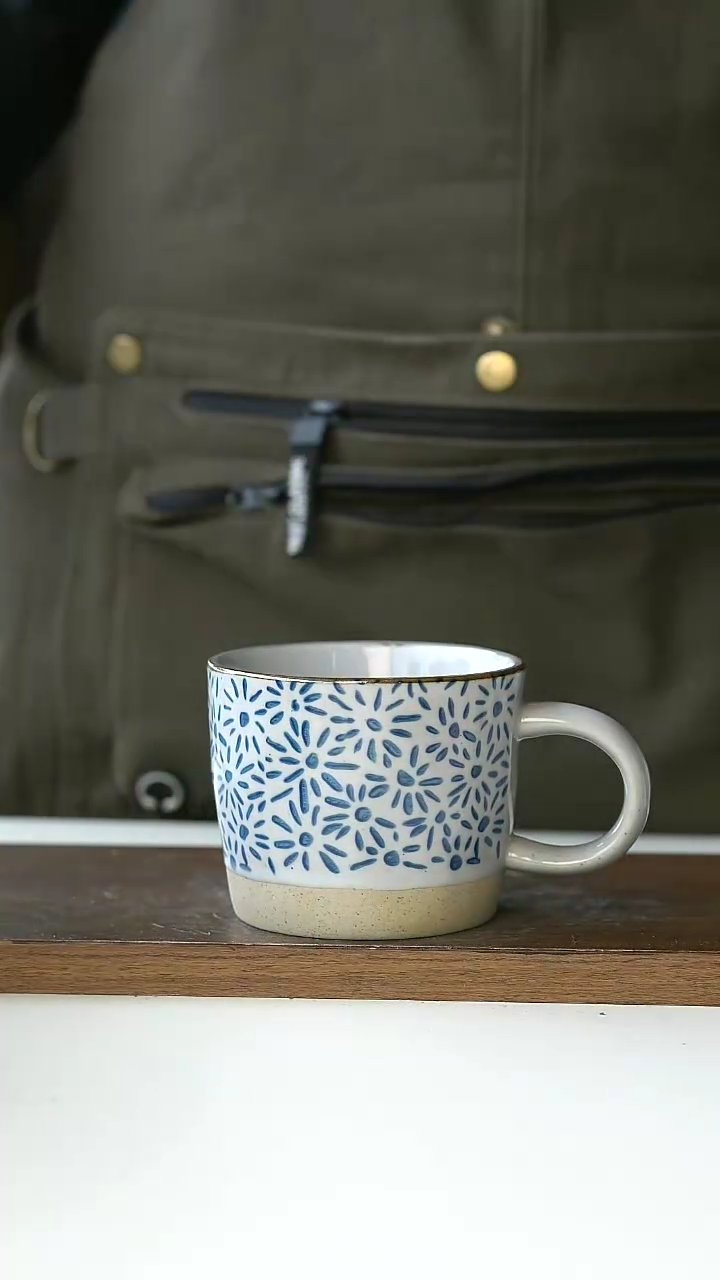 【闪购商品】陶瓷010米字粗陶瑕疵马克杯@4-2@