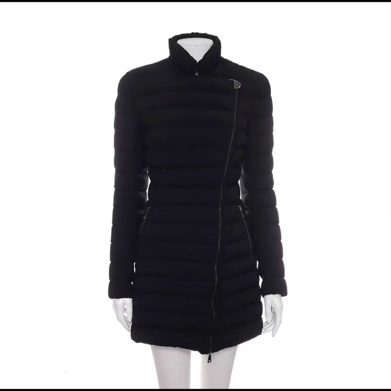 99新 MONCLER HZ二手奢侈品蒙口黑色修身羽绒服4码h449