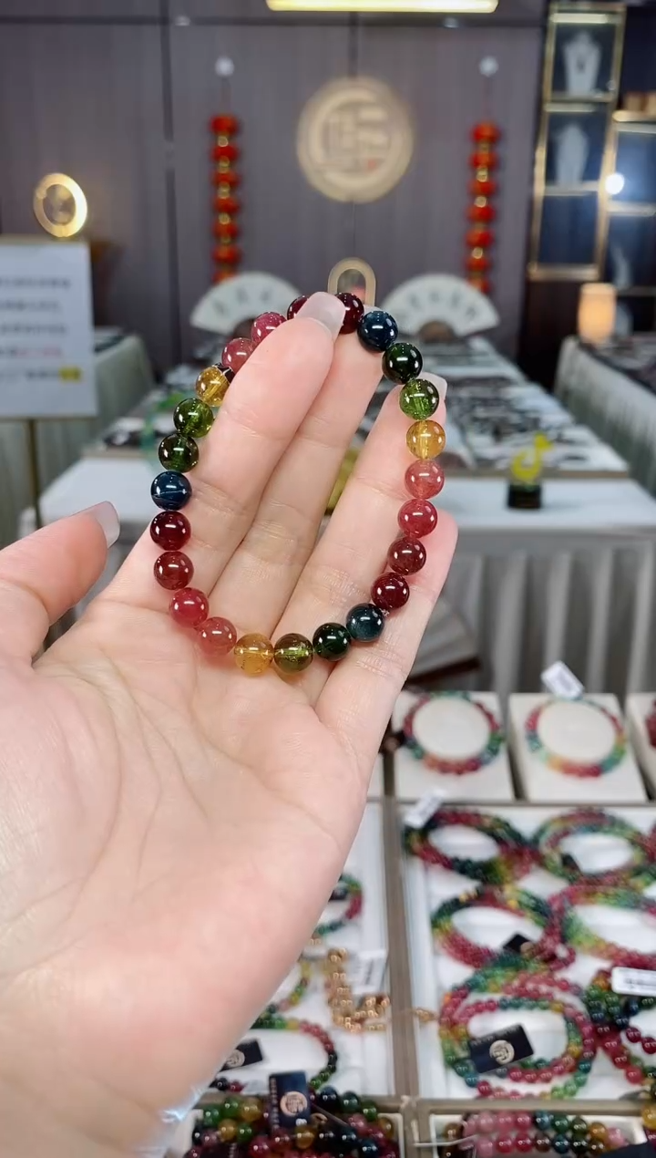 收藏级老矿碧玺单圈手串7mm+未镶嵌碧玺hon多样性发货一条