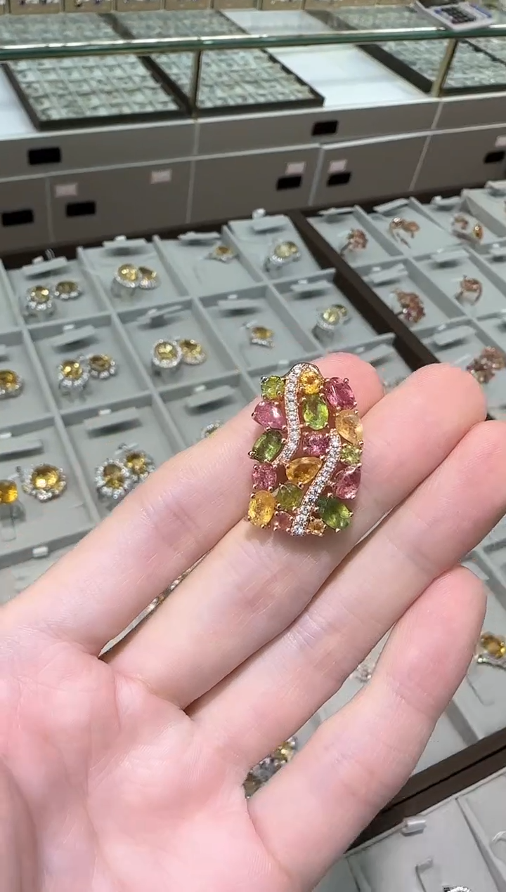 【闪购商品】银S925镶嵌颈饰碧玺4*6mm吊坠