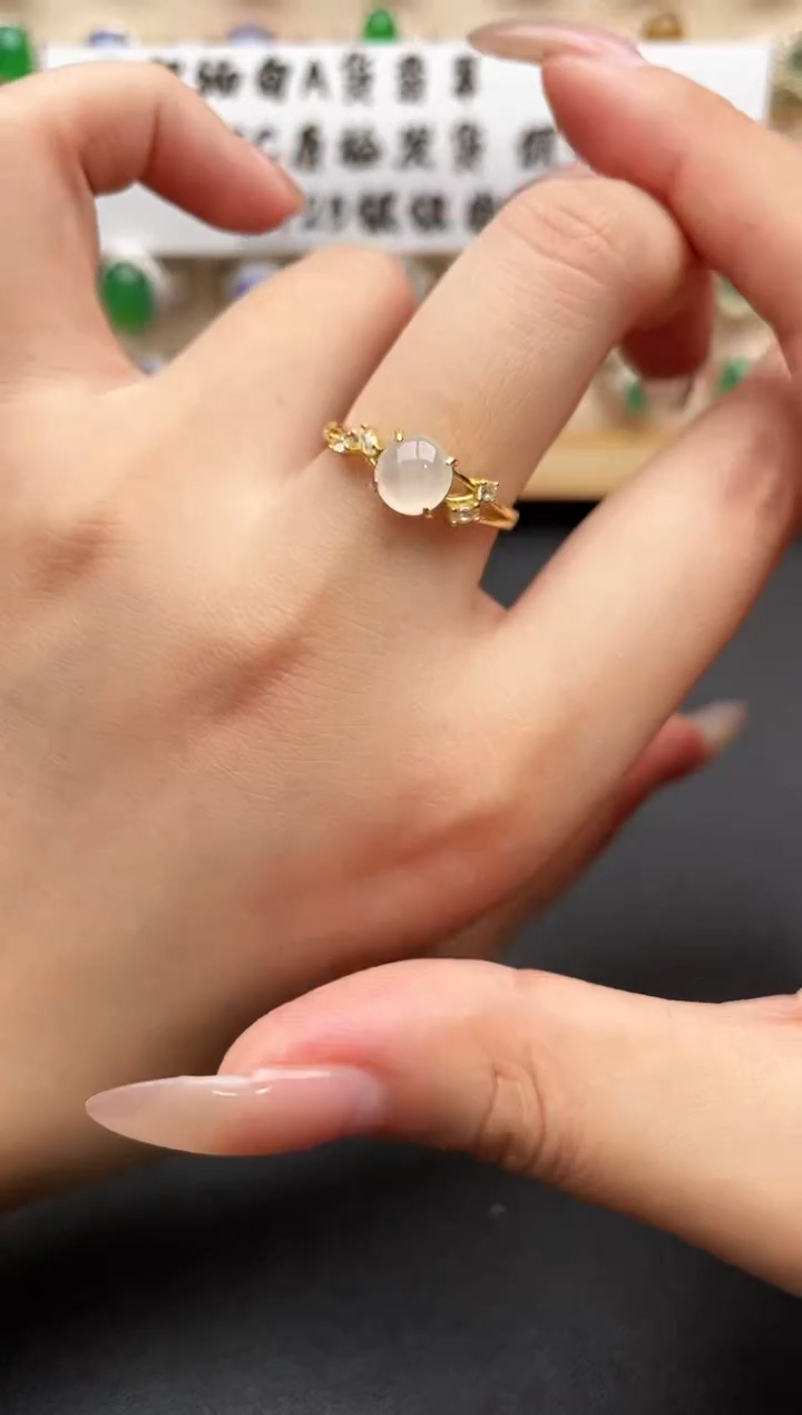 银S925镶嵌戒指翡翠一物一证一礼盒