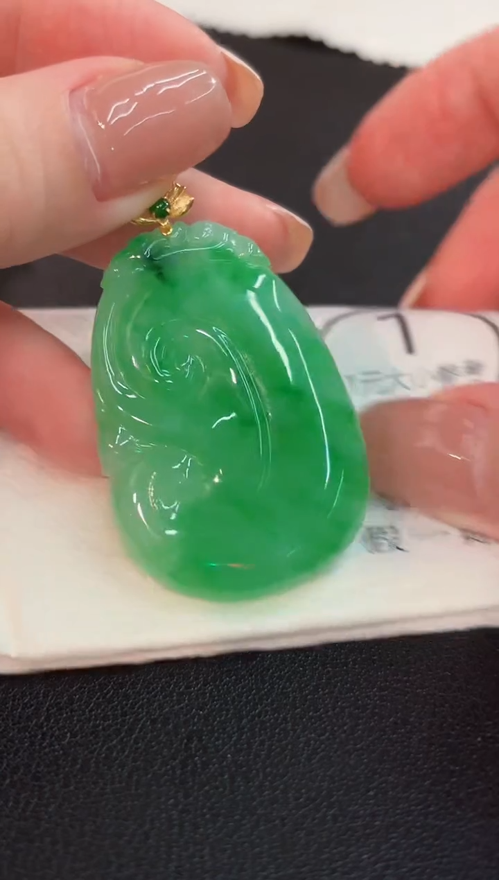 吊坠(不含链)18K金镶嵌翡翠 缅甸A货/支持复检/一件
