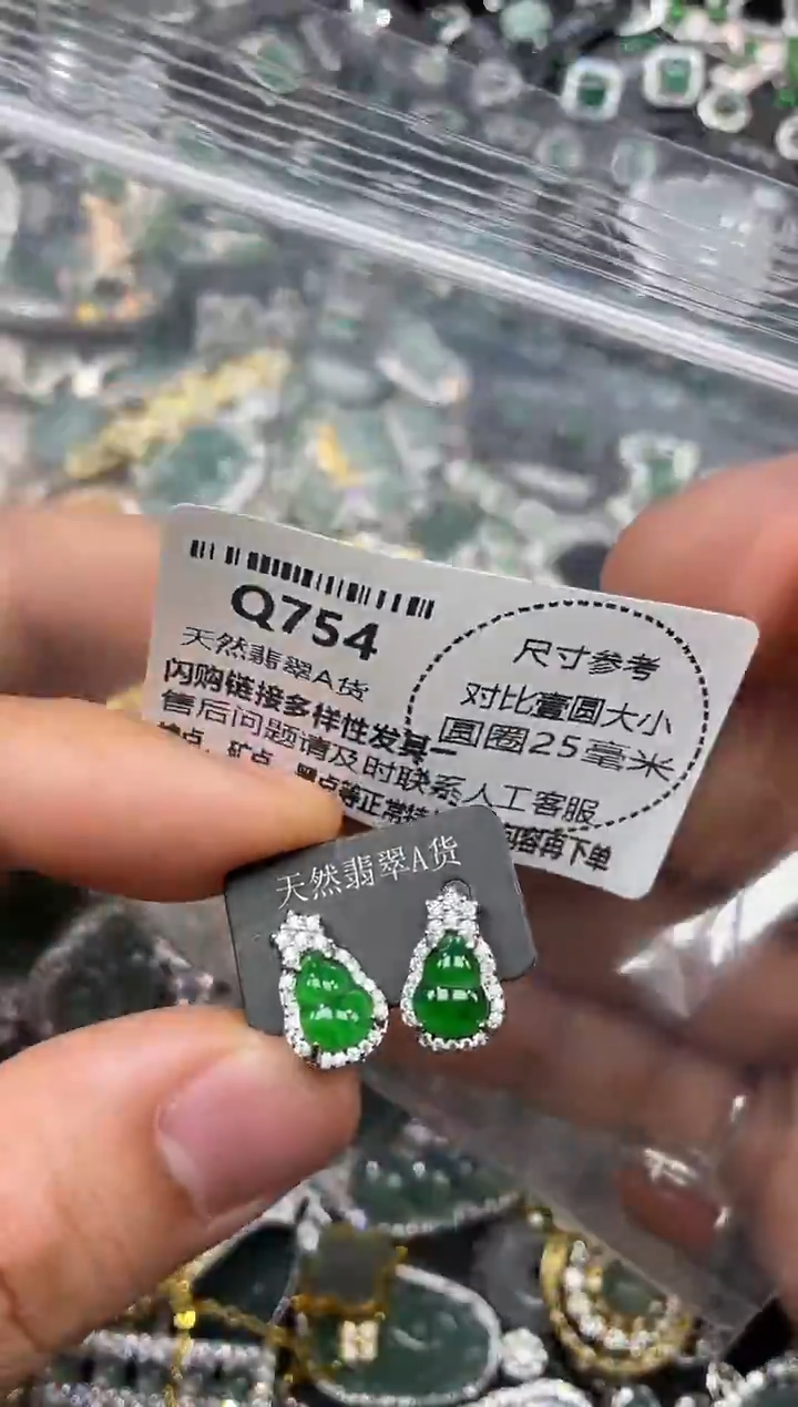 颈饰未镶嵌翡翠Q754耳钉