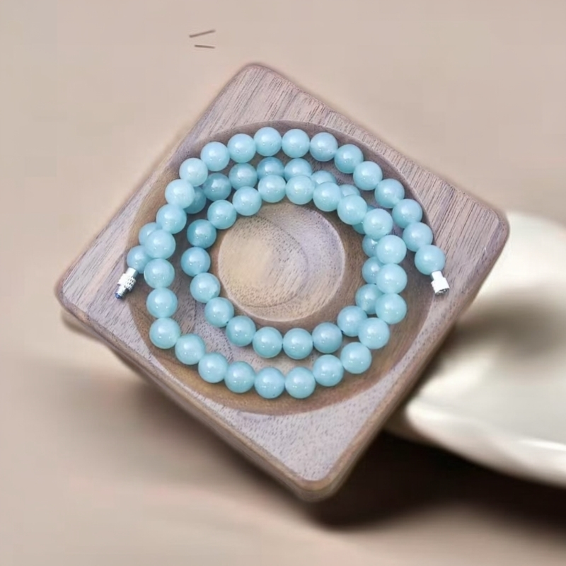 【佳玺壹店】195 天然玉石 妈妈链 且末蓝天空蓝8mm