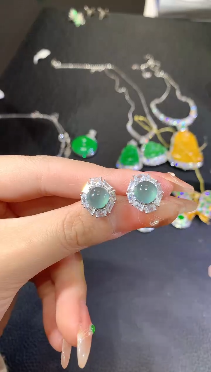 翡翠银S925镶嵌耳饰149耳饰（多样性发货一件）