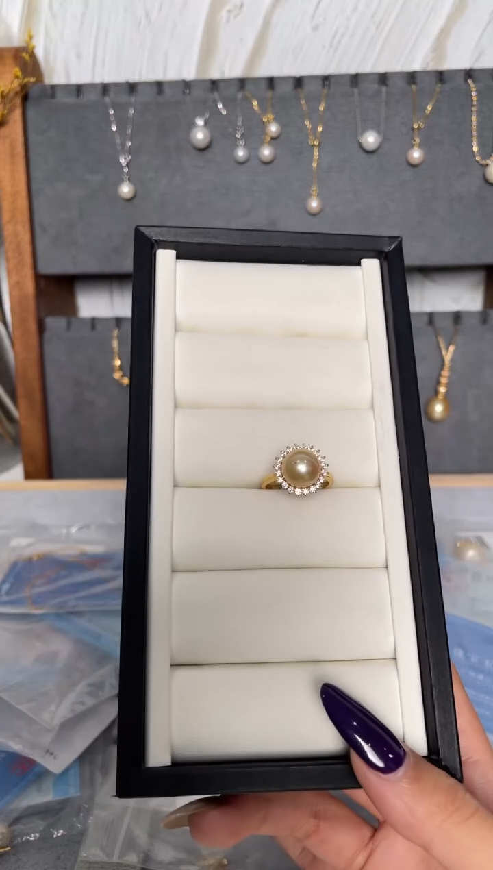 【闪购商品】海水珍珠戒圈银S925镶嵌金珠