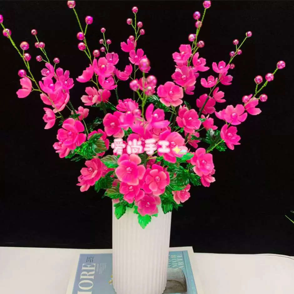 (送同款花瓶)新款重瓣木槿花(仿玉)材料包材料 手工DIY