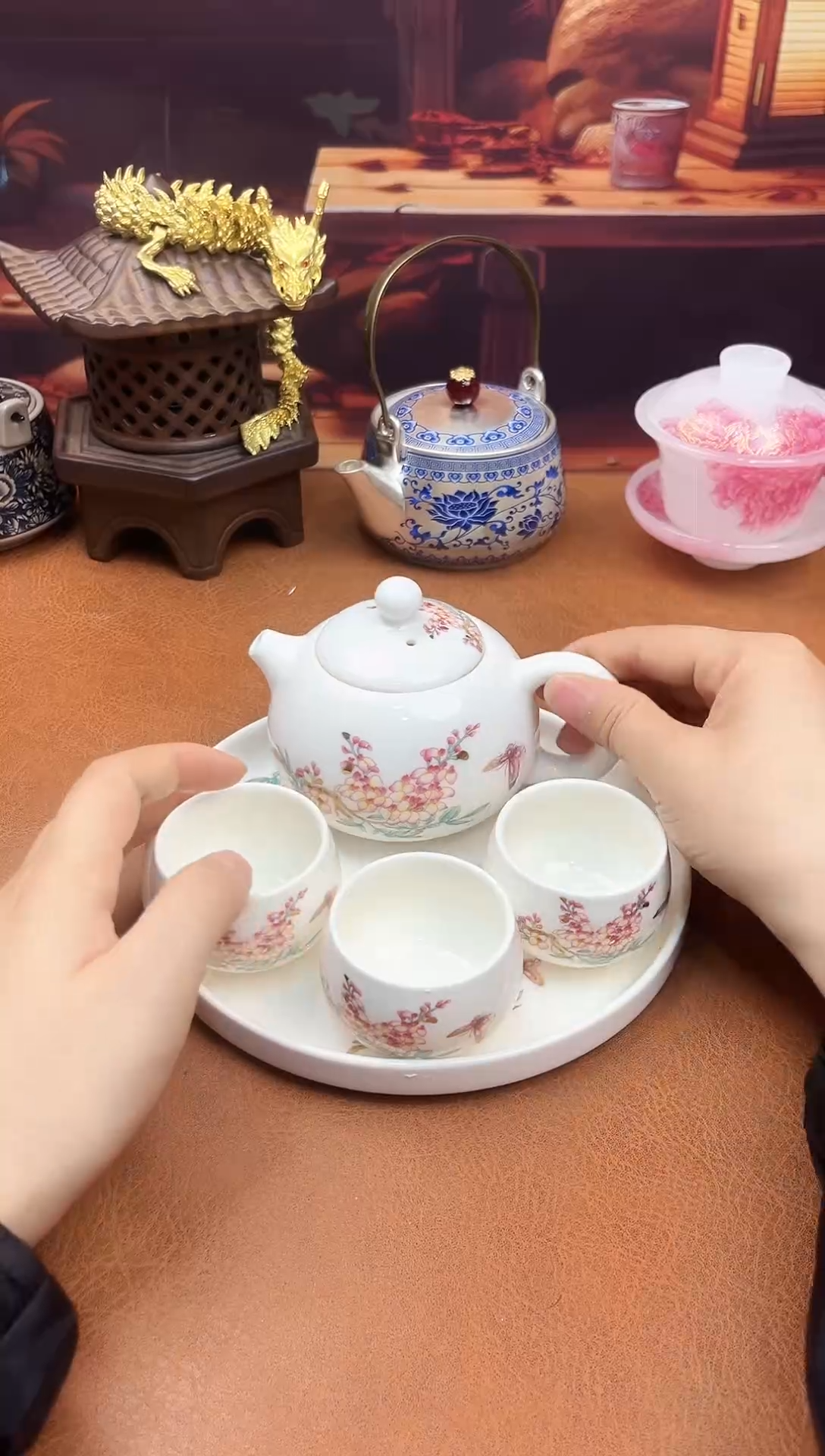 陶瓷茶具摆件旅行套组